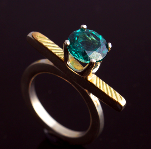 Handcrafted ring with turquoise stone setting by Scott Fowler